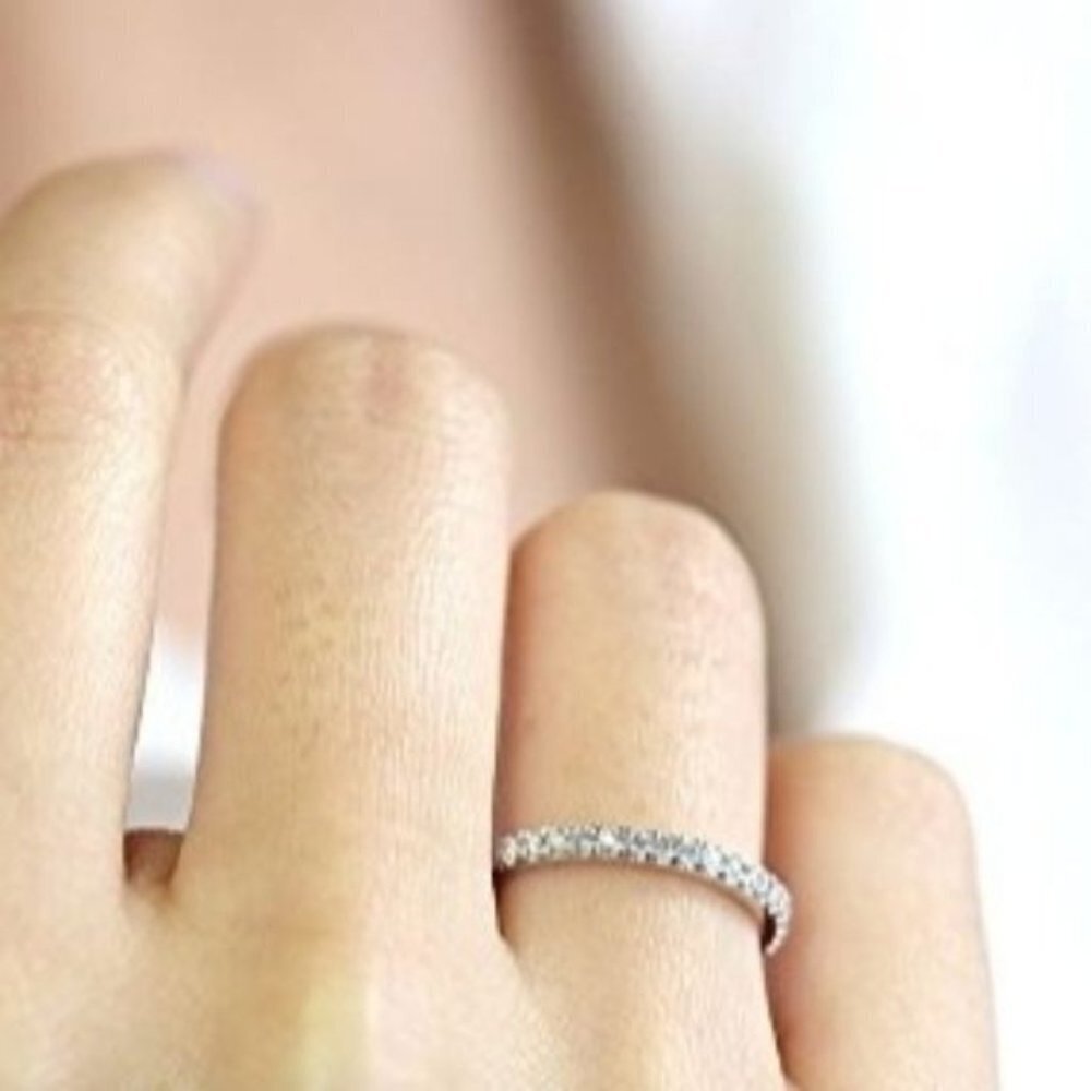 NEW Sterling Silver CZ Eternity Band Stacking ring